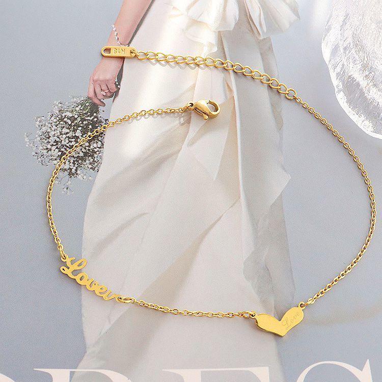 Heart Ankle Simple English Letter Foot Chain Jewelry Girl Friend Stainless Steel Summer Accessories For Fashion Beach New