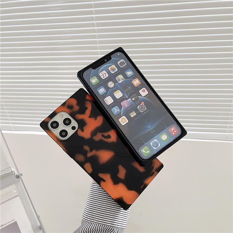 Retro leopar baskı kare telefon kılıfı için Iphone 13 11 Pro 12 12pro Max Se2020 7 8 artı X Xr Xs darbeye dayanıklı kılıf koruyucu kapak