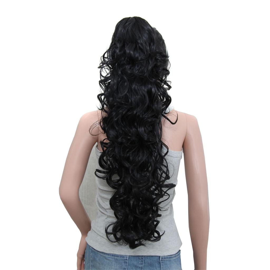 Long Clip-in Curly Jaw Ponytail Clip In Hair Extensions Wavy Hairpiece