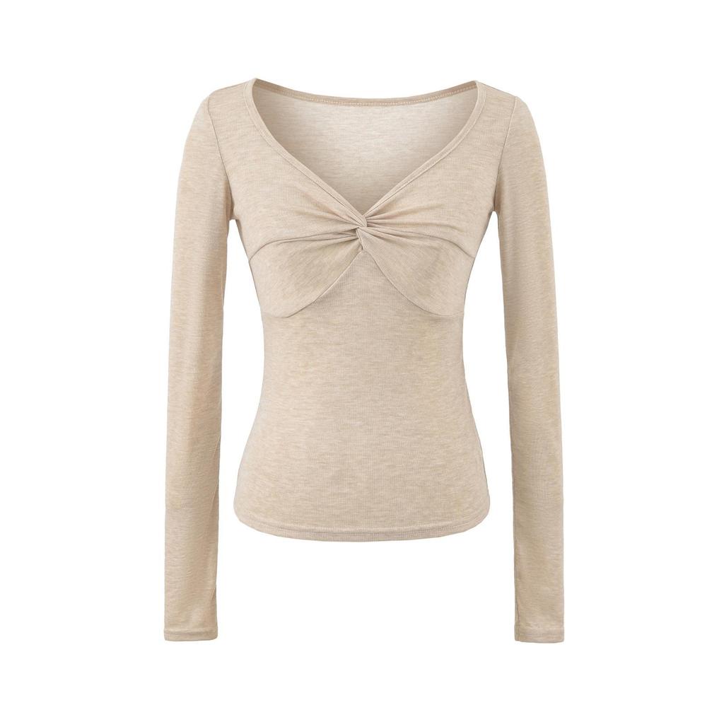 Spicy Girl Slimming Long-Sleeve T-Shirt for Women - 2026 Spring/Autumn Collection