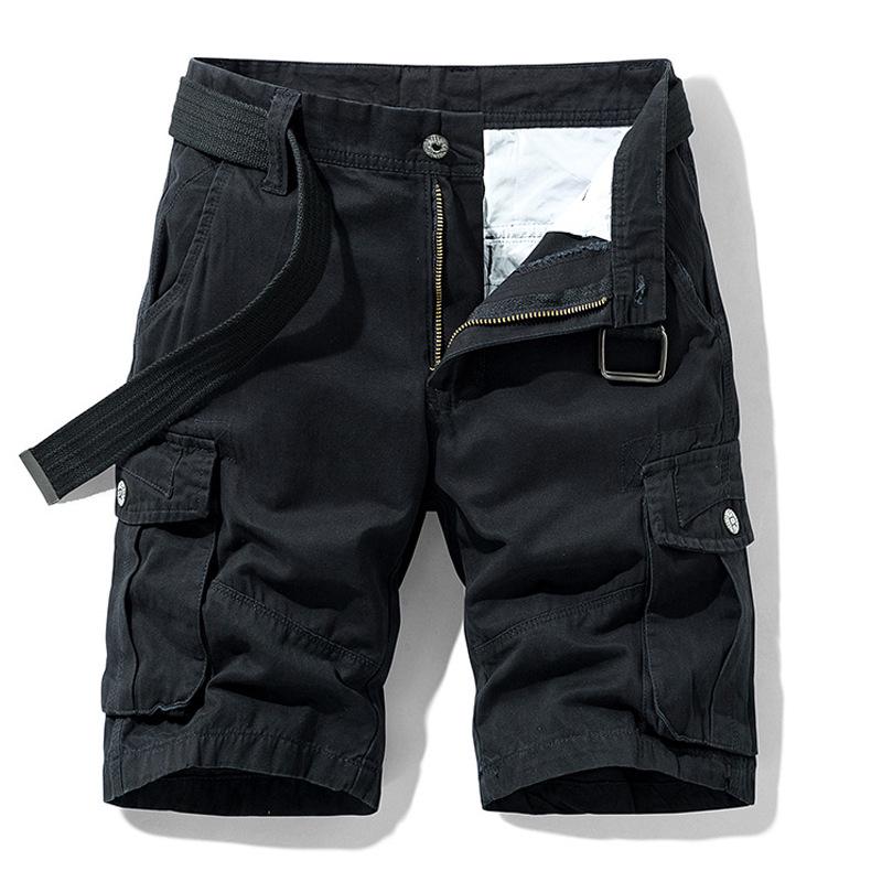 Men's Plus Size Cargo Shorts: Loose-Fit, Mid-Length, Multi-Pocket, Pure Cotton, Breathable, Casual.