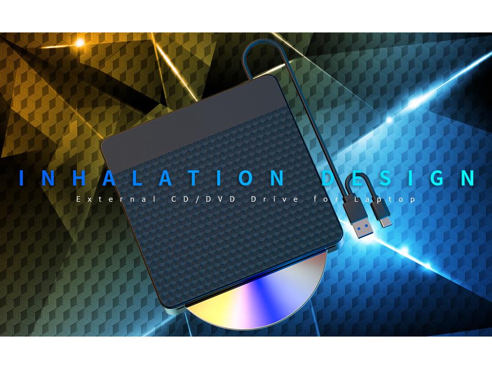 USB 3.0 External Slot-in Optical Drive with Automatic Disc Loading for Laptops