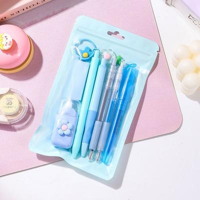 Durable 8-in-1 Stationery Set Macaron Color Gel Pen Eraser Students Gift