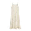 A-line Floral Skinny Strap Dress Apricot Beach Vacation Sundress Sleeveless Long Dress  Streetwear