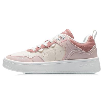 Li Ning Comfortable Non-Slip Shock Absorbing Wear-Resistant Lightweight Breathable Low-Top Skate Shoes Women Sneaker Peach-Pink AGCR316-3