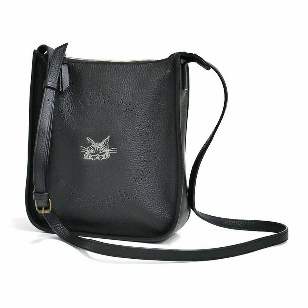 

[WACHIFIELD] Dayan the Cat Genuine Leather D-Punch Shoulder Bag, Black