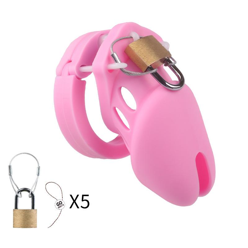 7 Colors Silicone Male Chastity Device Cock Cage Sex Toys With 5 Penis Ring Prevent Breaking Free Standard Short Cages Sex