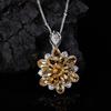 S925 Sterling Silber Natürlicher Citrin Peridot Farbiger Schatz Halskette Damen Premium Dreidimensionaler Blumen Anhänger