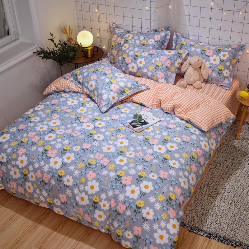 Pastel Fresh Floral Super Soft 100% Cotton Bedding Set  3Pcs-1 Duvet Cover 2 Pillowcases,Skin-friendly Comfortable,Quilt Cover