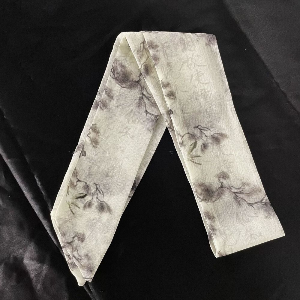 Ribbon Headband Long Scarf Chinese Style Printed Scarf Elegant Scarf Hair Band  Female