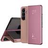 Smart Flip Case for Samsung Galaxy Z Fold 7 8 Fold7  Mirror Plating Plastic PU Leather Kickstand View Shockproof Phone Cover