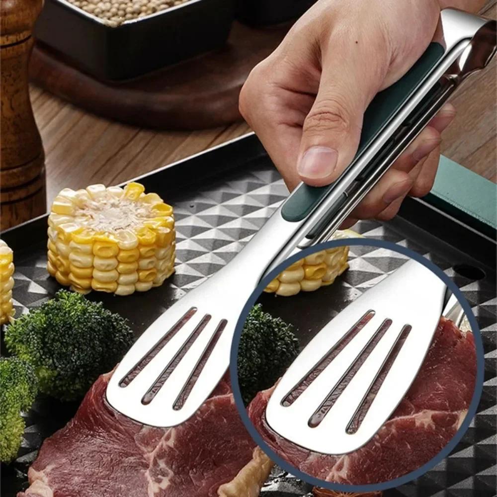 11 Zoll rutschfeste Lebensmittelzange Edelstahl BBQ Fleisch Salat Brot Clip Tong Barbecue Grill Buffet Clamp Küche Kochwerkzeuge