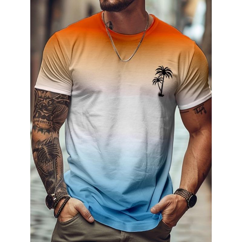 Summer Daily Casual Men's Loose-fitting Top 3D Wave Print Men's