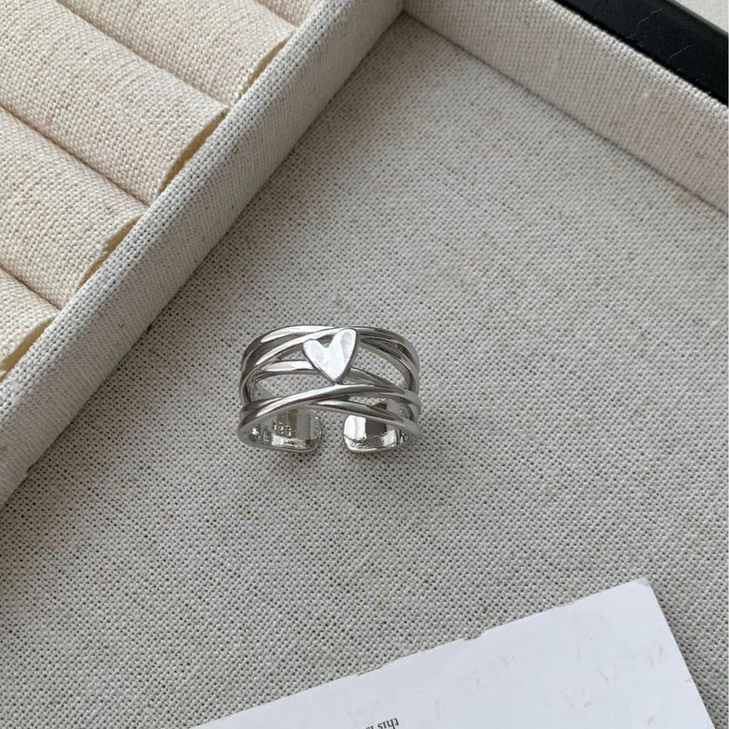 Rings For Women Vintage Handmade Adjustable Interline Heart Ring Fashion Female Bijoux Gift