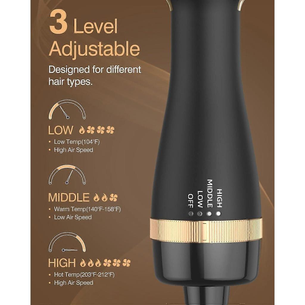 Hair Dryer and Brush 2 In 1, Professional Negative Ion Hair Volumizer, Suitable for Drying, Straightening and Curling Hair, Suitable for All Hair Type