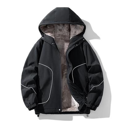 Large Size Jacket Men's Hooded and Cotton Thickened Warm Outdoor Casual Jacket
