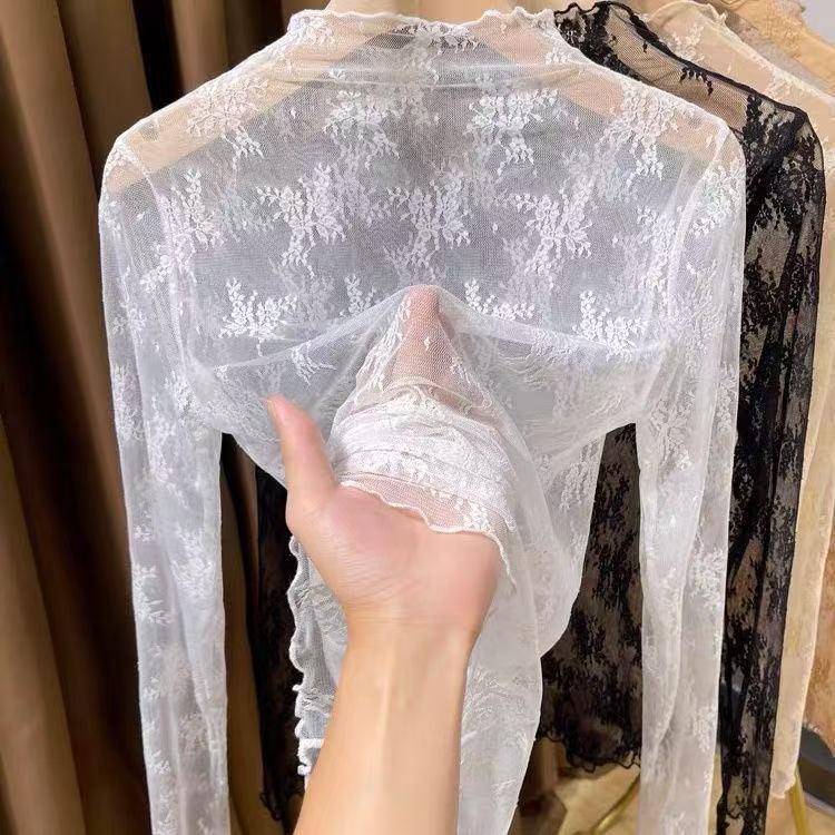 

Women s High-Neck Plus-Velvet Lace Base Layer Top with Ruffle Edge (2026 Style) One Size (Recommended for up to 120 lbs)