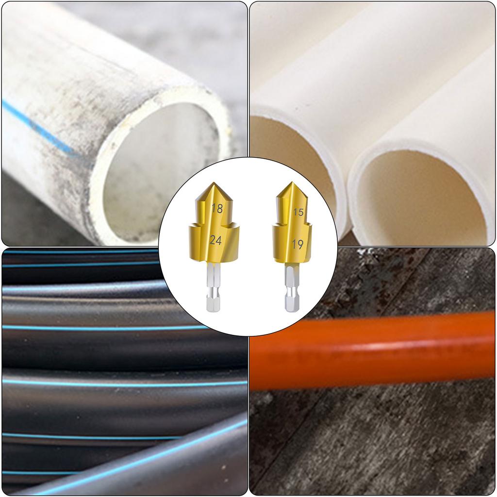 2 Stück Hebebohrer Wasserrohr-Verbindungswerkzeug Stufenbohrer 20/25mm Vollöffnungsverfahren für PVC MMP Kunststoff