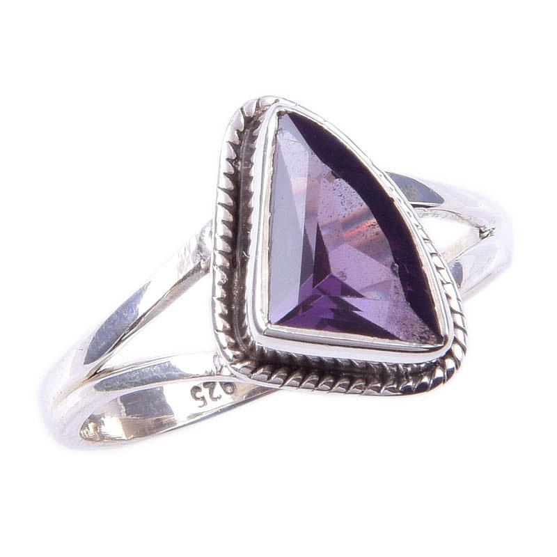 Natürlicher Alexandrit-Edelstein, handgefertigt, 925er Sterlingsilber, Ringgröße 8, W2H98