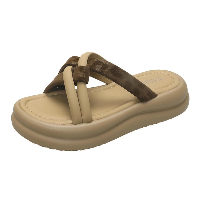 Women's Slippers Summer Wear Versatile Thick-soled Soft-soled Cool Slippers Non-slip and Deodorant Outdoor Beach One-word Slippers Women