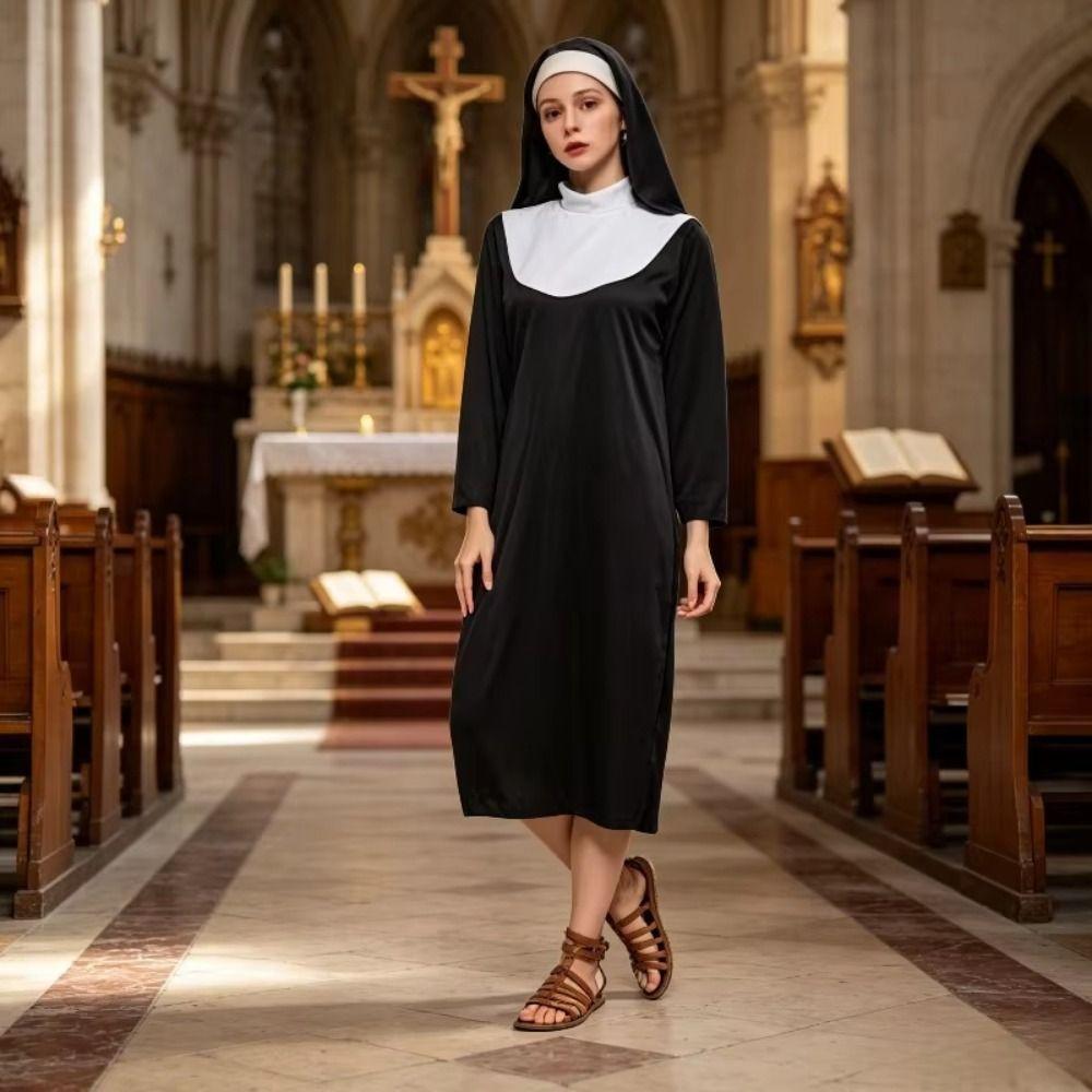 Retro Design Virgin Mary Costume Full Length Religious Cosplay Outfit Themed Performance