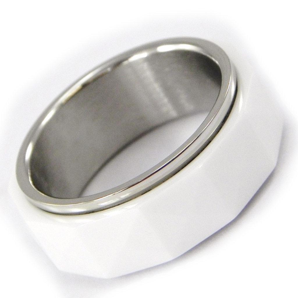 Designer Ring 'Mineralia' White Ceramic