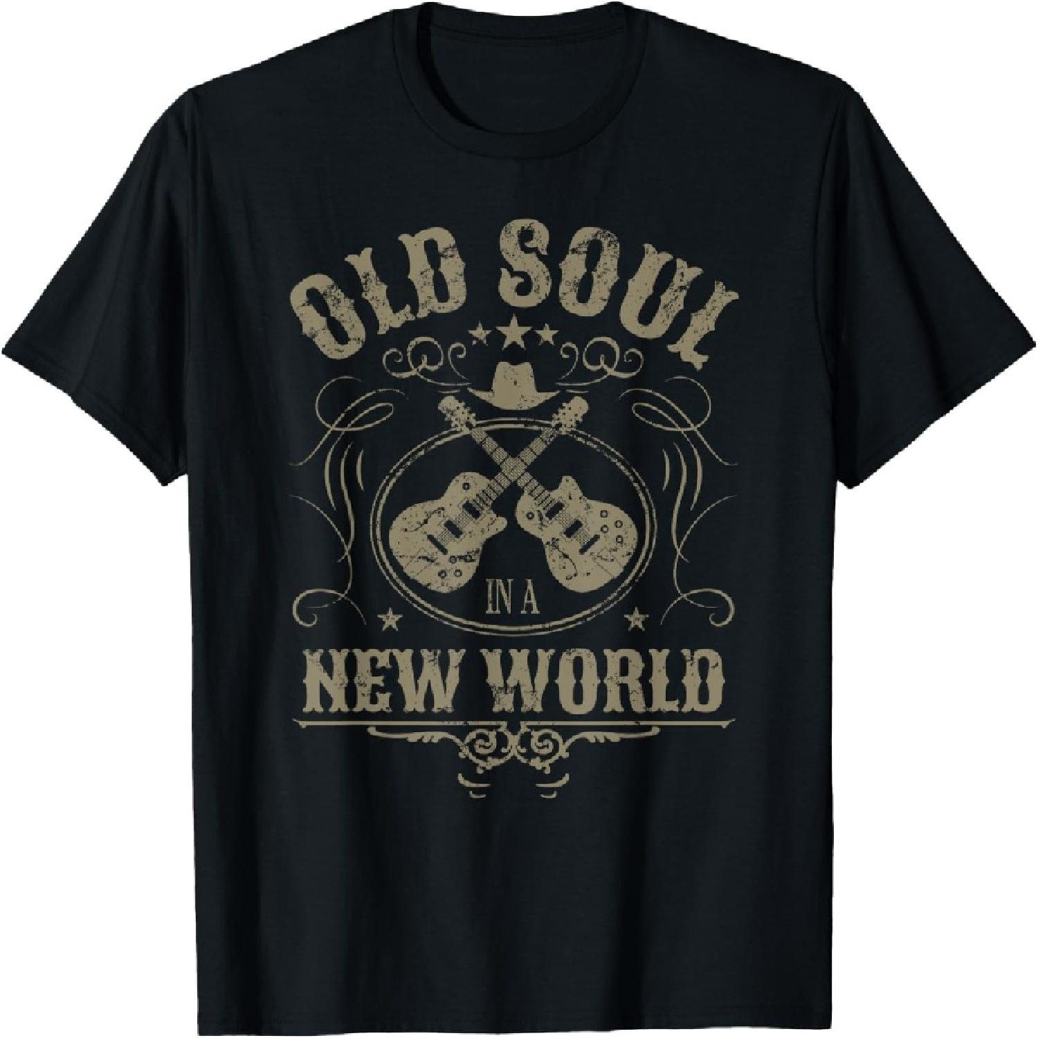 

Old Soul in a New World Country Bluegrass Music Guitar Fan T-Shirt XXXXXL чорний