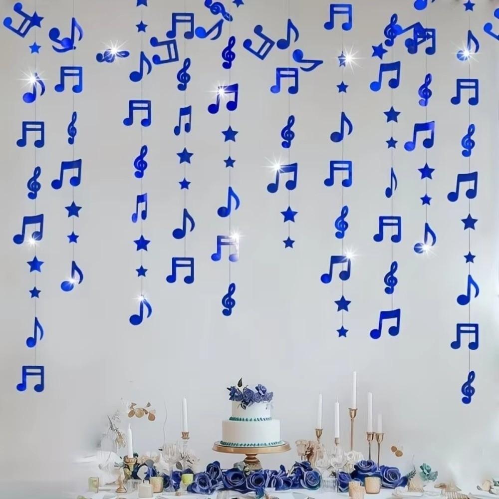 Glitter Surface Music Notes Star Glitter Hanging Banner Note Elements Star Shape Musical Theme Decoration Hanging Design
