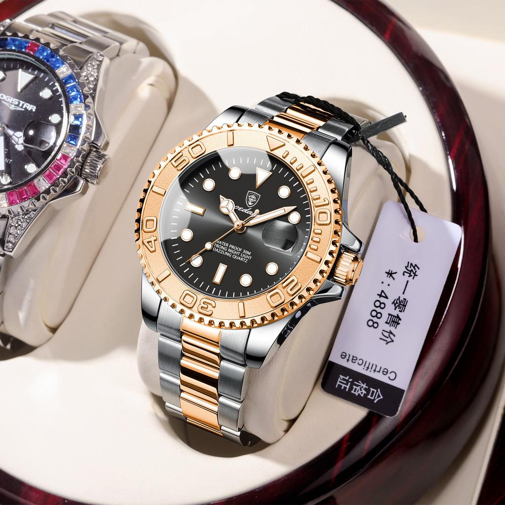 Swiss Mens Waterproof Quartz Watch With Luminescent Dial For Business Professionals