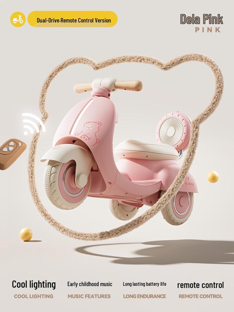Elektrisches Dreirad-Motorrad für Kinder mit Fernbedienung und Lichtern für Jungen & Mädchen - Mulan Auto