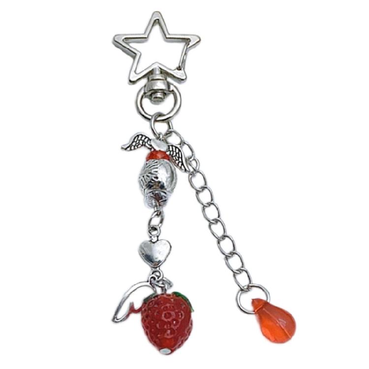 Fashionable Bead Keyring Charm Delicate Heart Keychain Gift for Families Friend 1