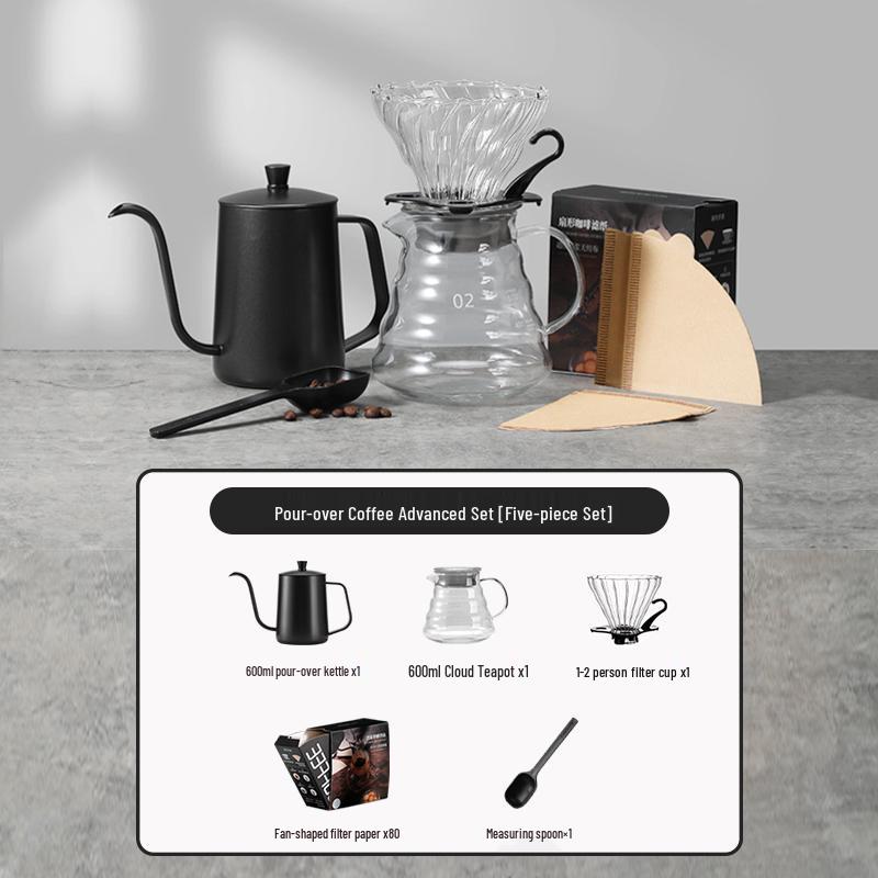 Manual Pour Over Coffee Maker Set with Hand Grinder and Filter Cup