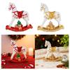 Small Christmas Rocking Horse Decor Resin Animal Statue Miniature Figurine for Bookshelf Living Room Anniversary Home Holiday