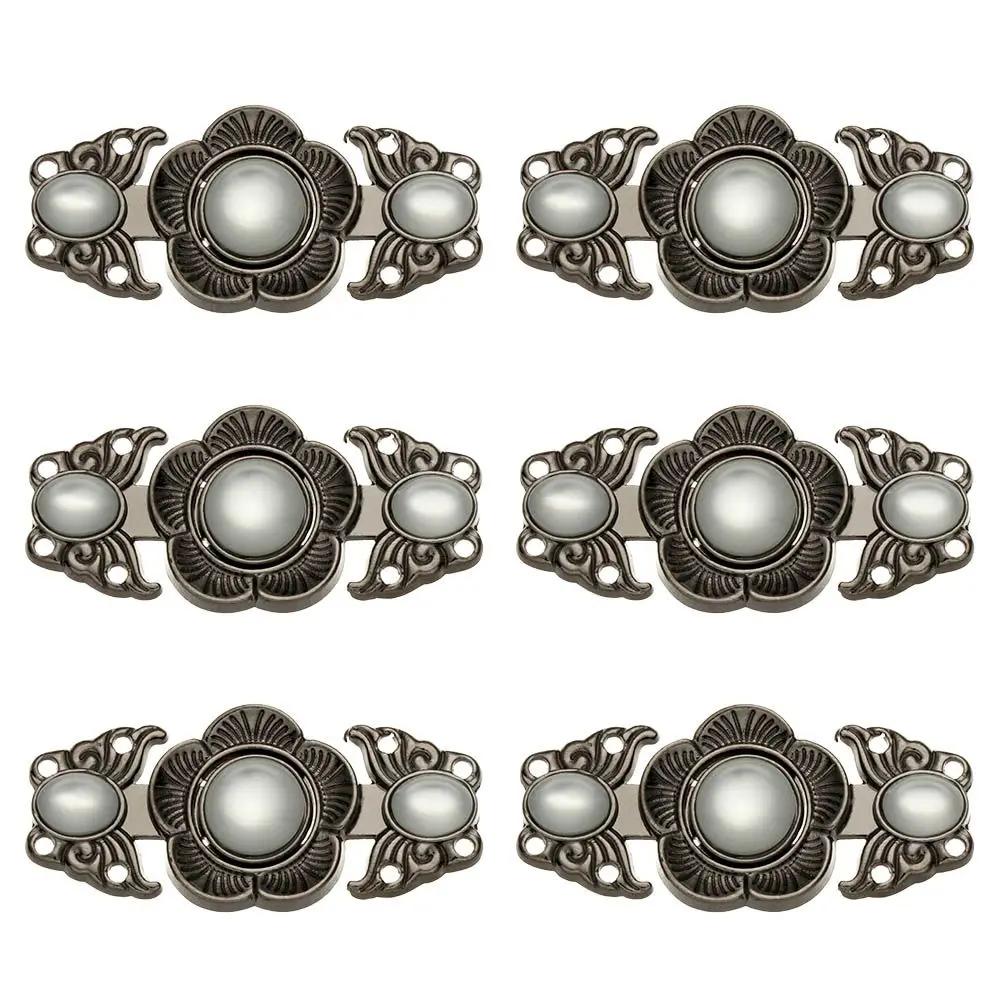 6 Stück Retro Schalspange Strickjacke Verbindungsverschluss Metallknöpfe Umhang Umhangverschluss Cheongsam Schnalle