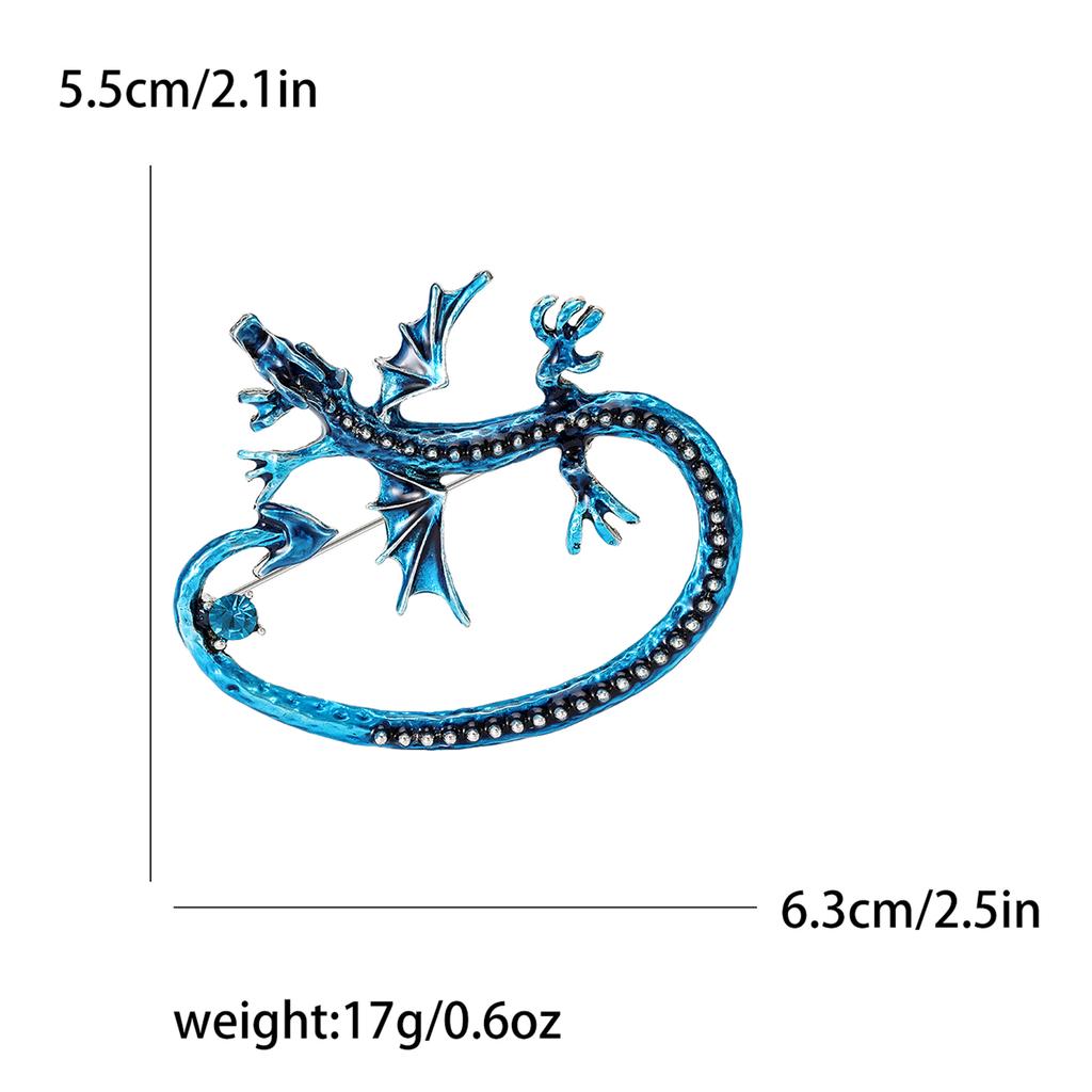 Enamel Dragon Brooches for Women Unisex Rhinestone Necklace Flying Dragon Pins Banquet Party Backpack Gifts Jewelry Accessories