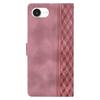 For iPhone 16e Leather Case Imprinted Checkered Pattern Wallet Stand Flip Phone Cover