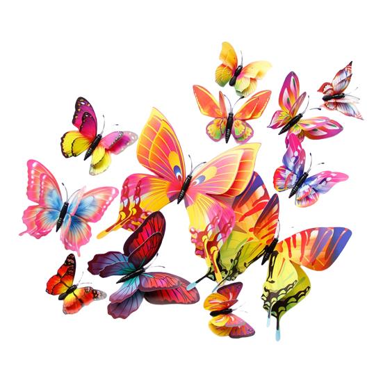 12 Pcs/Set Realistic Background Sticker Practical Durable Magnetic Butterflies Shape Wall