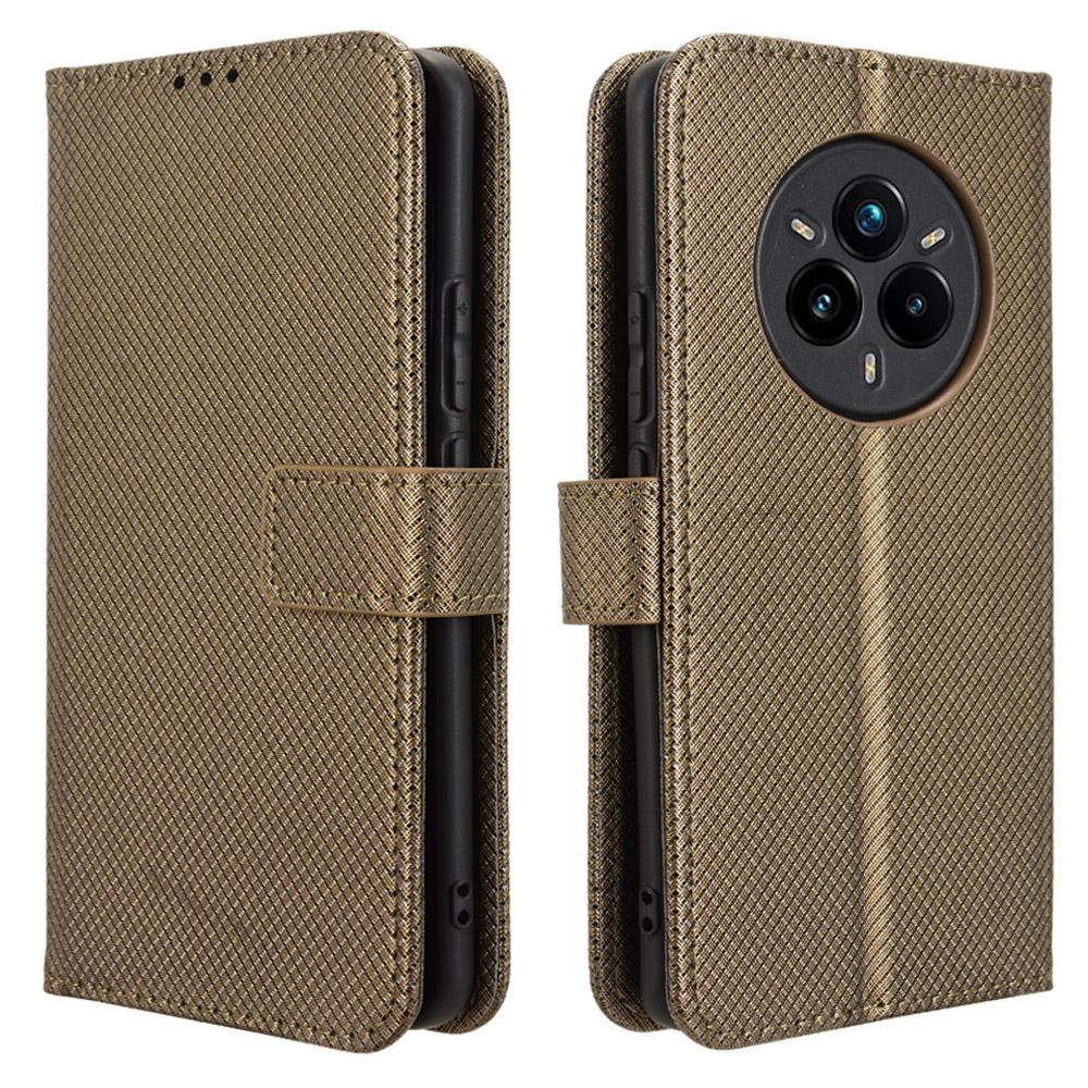 For Realme 14 Pro+ 5G Case PU Leather Diamond Texture Wallet Phone Cover