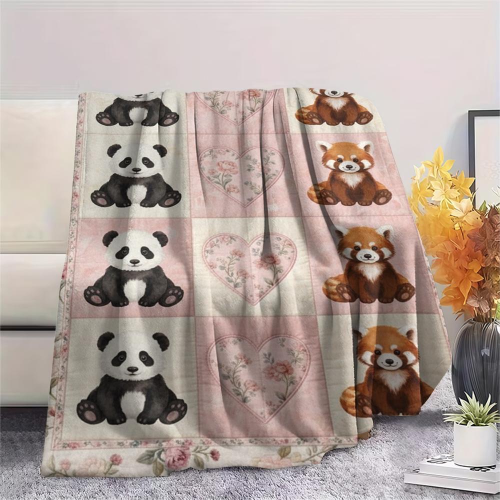 1Pc Cute Patchwork Print Flannel Blanket, High quality Comfortable for All Seasons, Home Decor, Warmth and Comfort, Perfect for Christmas Gifts65