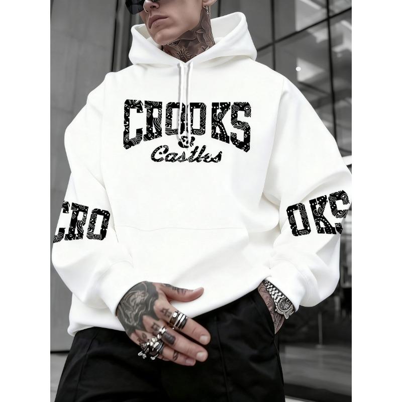 Men's Crooks & Castles Hooded with Iconic Print - Loose Fit Streetwear Hoodie, Slight Stretch Fabric, Machine Washable Winter
