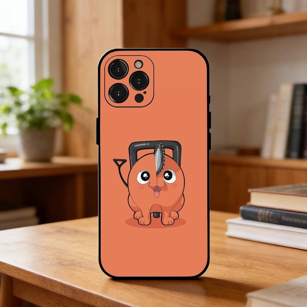 P-pochitas Anime Chainsaw Man Phone Case For iPhone17,16,15,14,13,12,Plus,Pro Max, 5G Others Soft Black Cover iPhone16plus