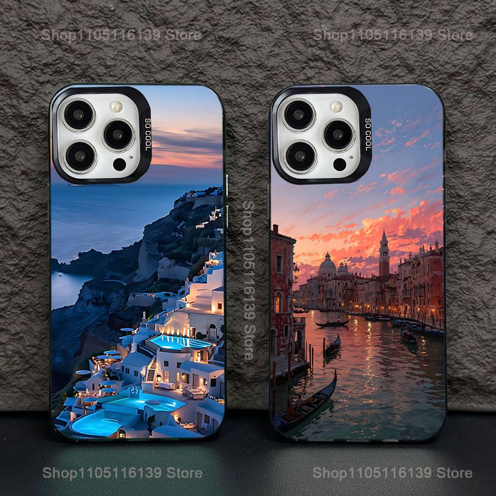 Mountains landscape Travel Phone Case For iPhone 16,15,14,13,12,11,Pro,XS,Max,Plus,Mini,SE Black Candy Matte Shockproof Cover