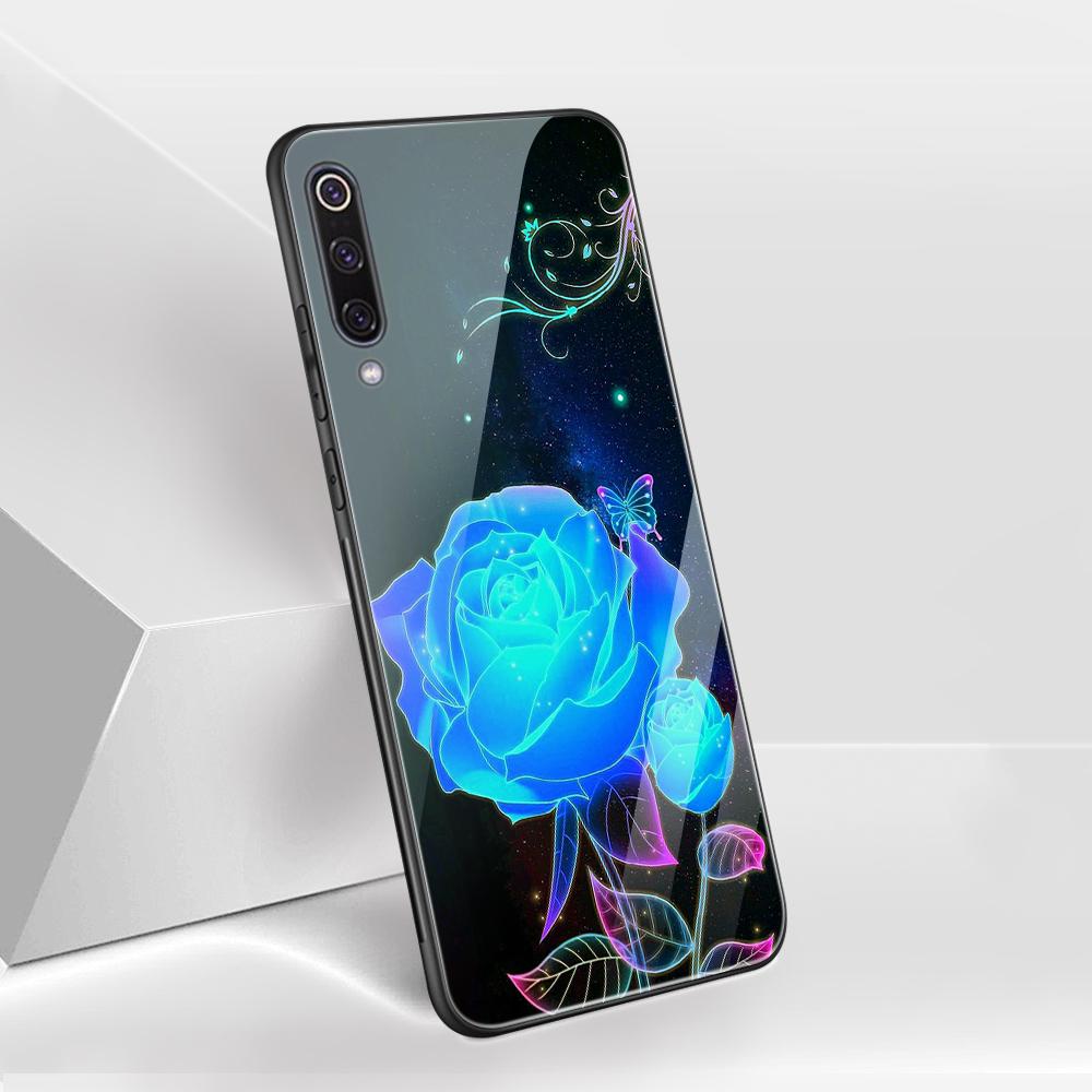 Capa de vidro com flor de rosa para Xiaomi Redmi Note 12 11 8 9 10 7 8A 10 9S 9C 10C Note 10 Pro 11T Pro Poco X3 F3 Mi 10 Pro Funda Capa