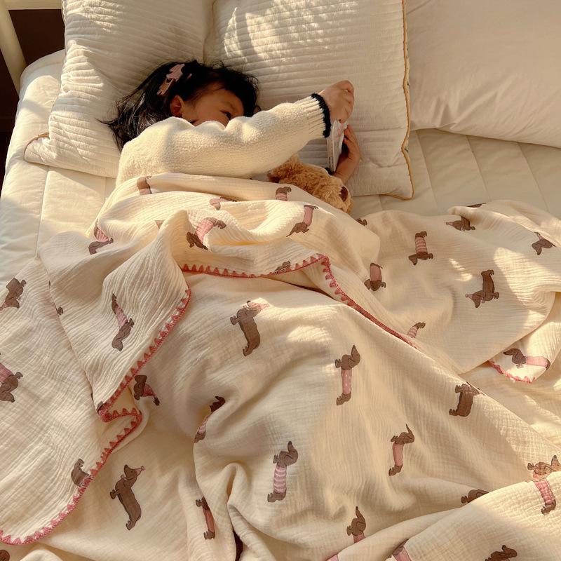 

Class A 100% Cotton Double Layer Gauze Baby Blanket - Little Bear Design 80*105cm Leg Cover