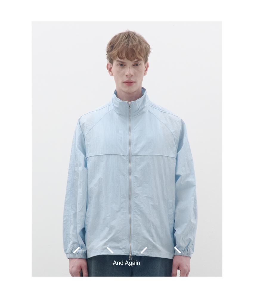 Andagain Line Piping Windbreaker (Sky Blue