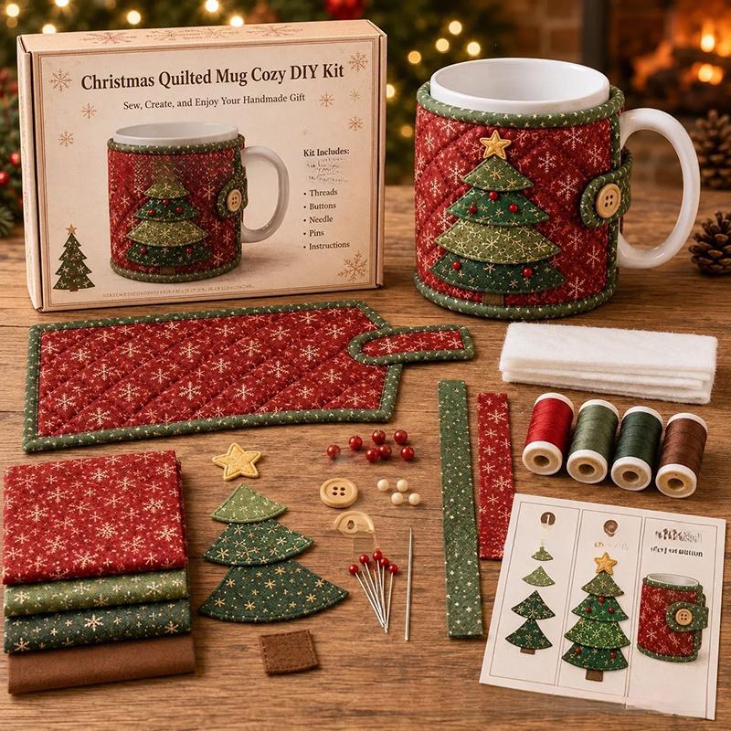 New DIY Christmas Cup Comfortable Sewing Set Christmas Cup Warmth Set Sewing Set Christmas Decorations (Cup not included)