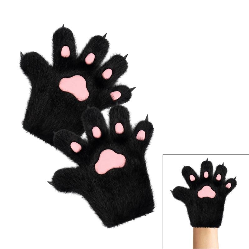 Guanti Gatti Anime Pelo Peluche Zampe di Bestia Guanti per Ragazza Adulto Costume Festa di Halloween Accessori per le Mani Cosplay