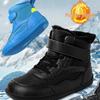 2025 New Style Children's High-Top Waterproof Anti-Slip Cotton Snow Boots, Wide Toe/Sole, Black/Brown
