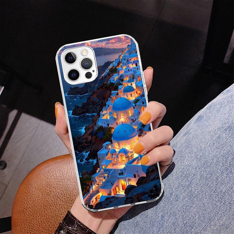 Greece In Summer Santorini Phone Case For iPhone 17 Air 16 Pro Max 16E 15 + 14 Plus 11 12 13 Mini 7 8 SE Gift Print Cover Fundas