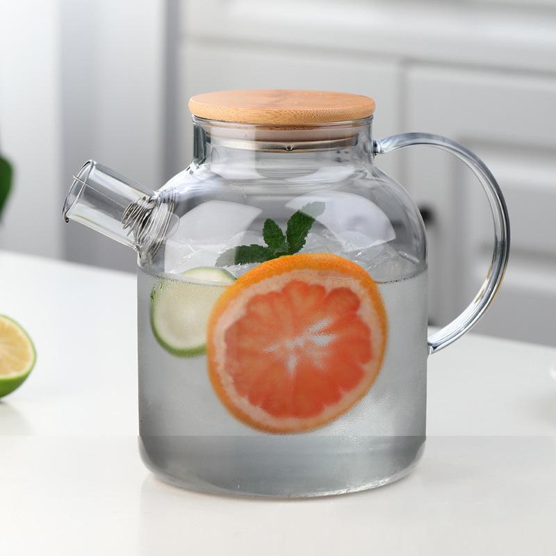 Borosilicate Glass Teapot with Bamboo Lid for Hot & Cold Drinks